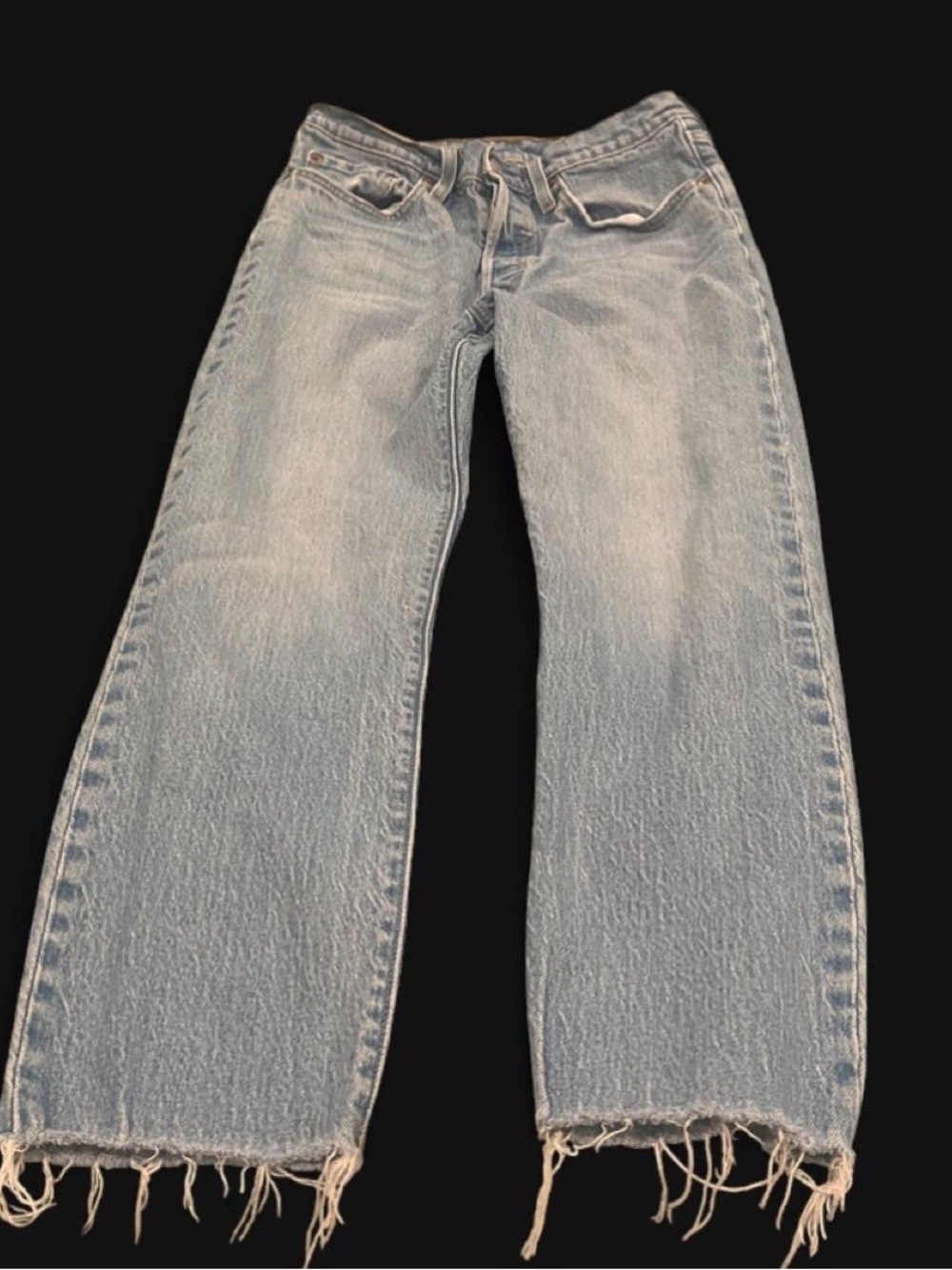 Levi's Light Blue Straight-Leg Jeans with Frayed Hem
